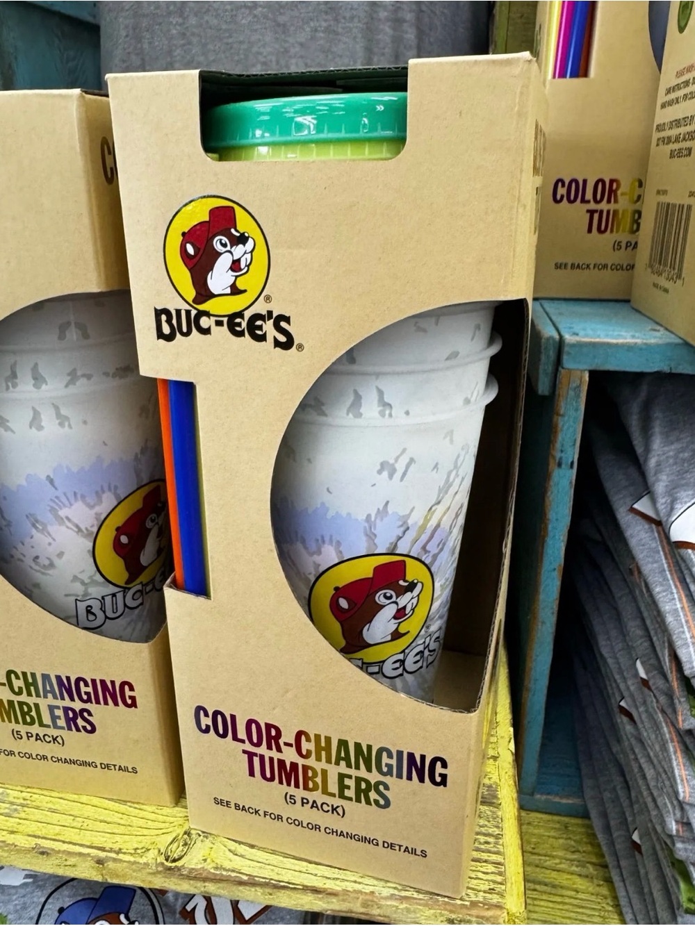 Buc-ee's Color-Changing Tumbler with Lids and Straws (5 Pack)
